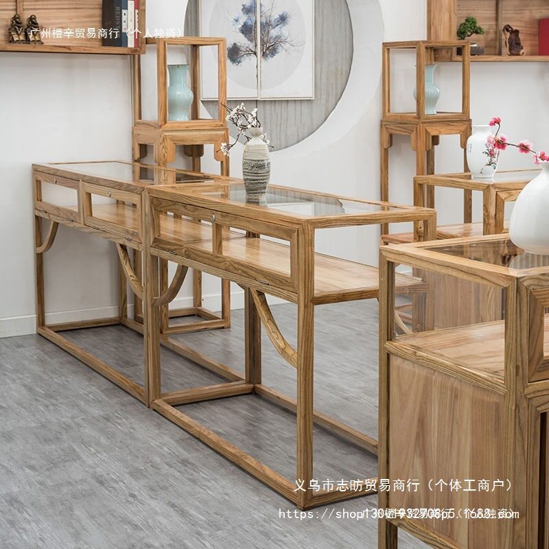 新中式柜台展柜货架珠宝柜简约现代首饰玉器玻璃陈列柜展示柜壁柜