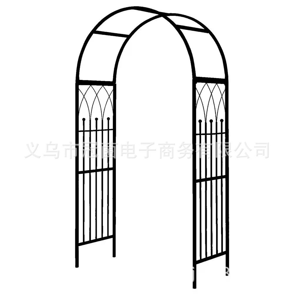 工厂供应现代黑色金属拱门花园天井简单设计植物攀爬支持锻铁，花