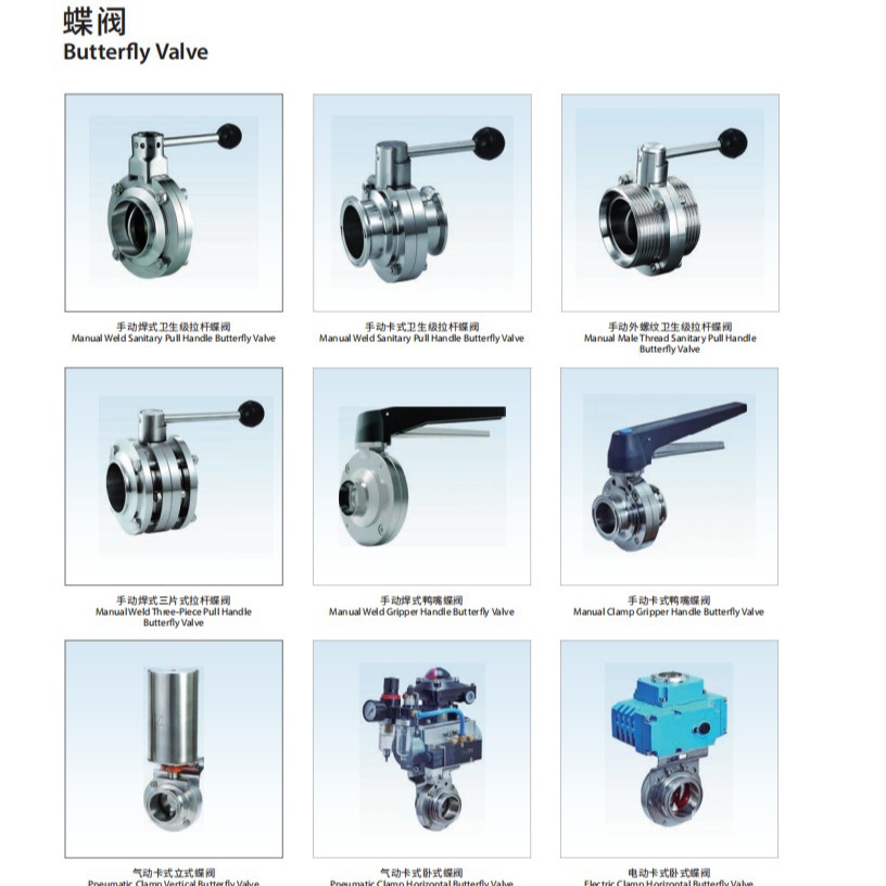 供应xibolun希伯伦Hebron卫生级手动气动快装球阀蝶阀隔膜阀