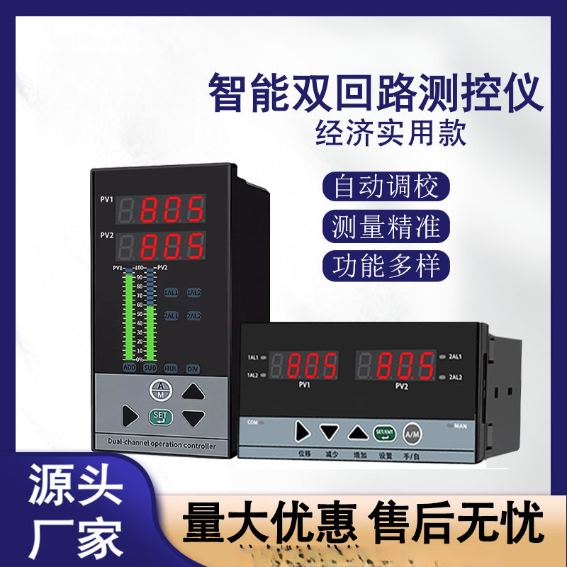 智能双回路测控仪双通道仪表压力/温度/液位控制仪四路报警数显表