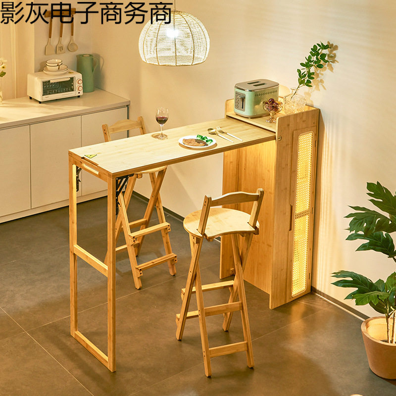 日式折叠伸缩吧台餐桌隔断一体