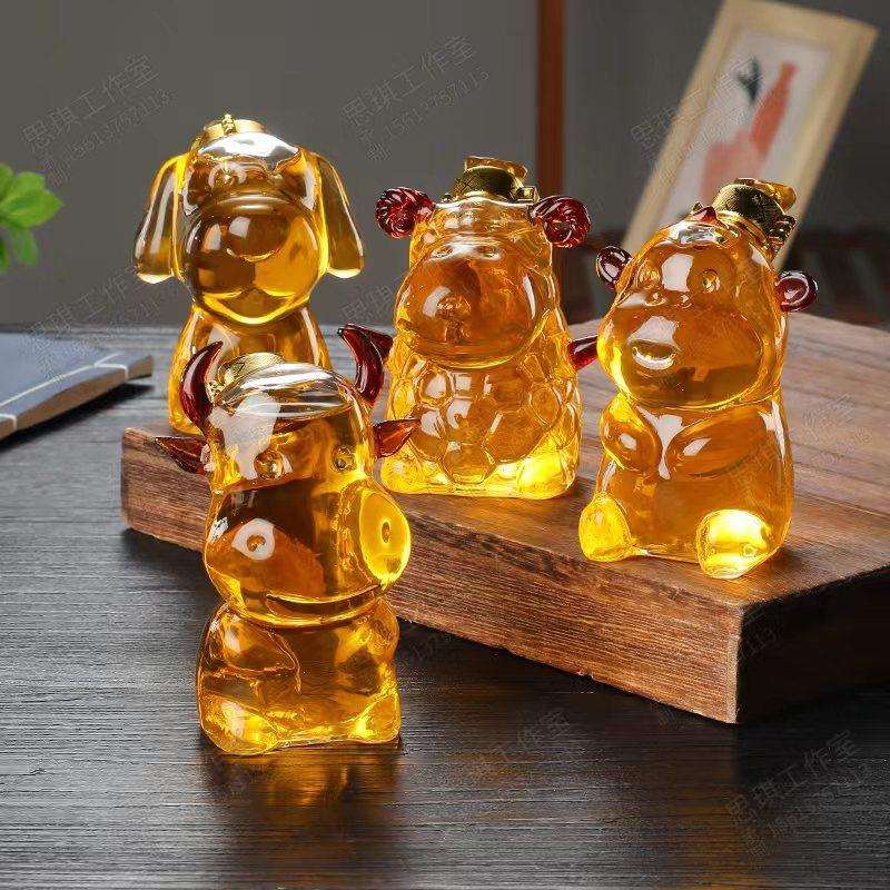 高硼硅玻璃酒瓶十二生肖泡酒瓶醒酒器动物泡酒器工艺摆件清酒