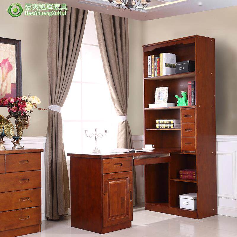 全香樟木转角书柜实木儿童组合柜书架置物架储物收纳