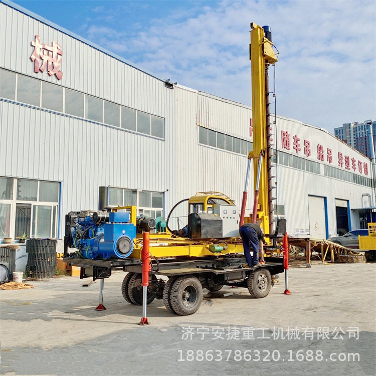 民房螺旋地基打桩机 轮式旋挖地桩钻眼机 建筑垃圾回填地基打桩机