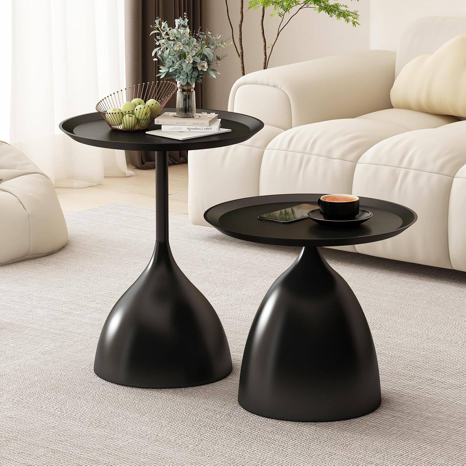 跨境沙发边几极简轻奢小茶几黑色迷你现代创意小尺寸圆形客厅角几