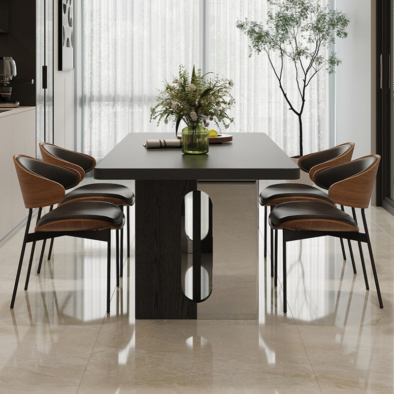 餐桌现代简约轻奢高级感下挂加厚岩板餐桌长方形饭桌客厅2025新款