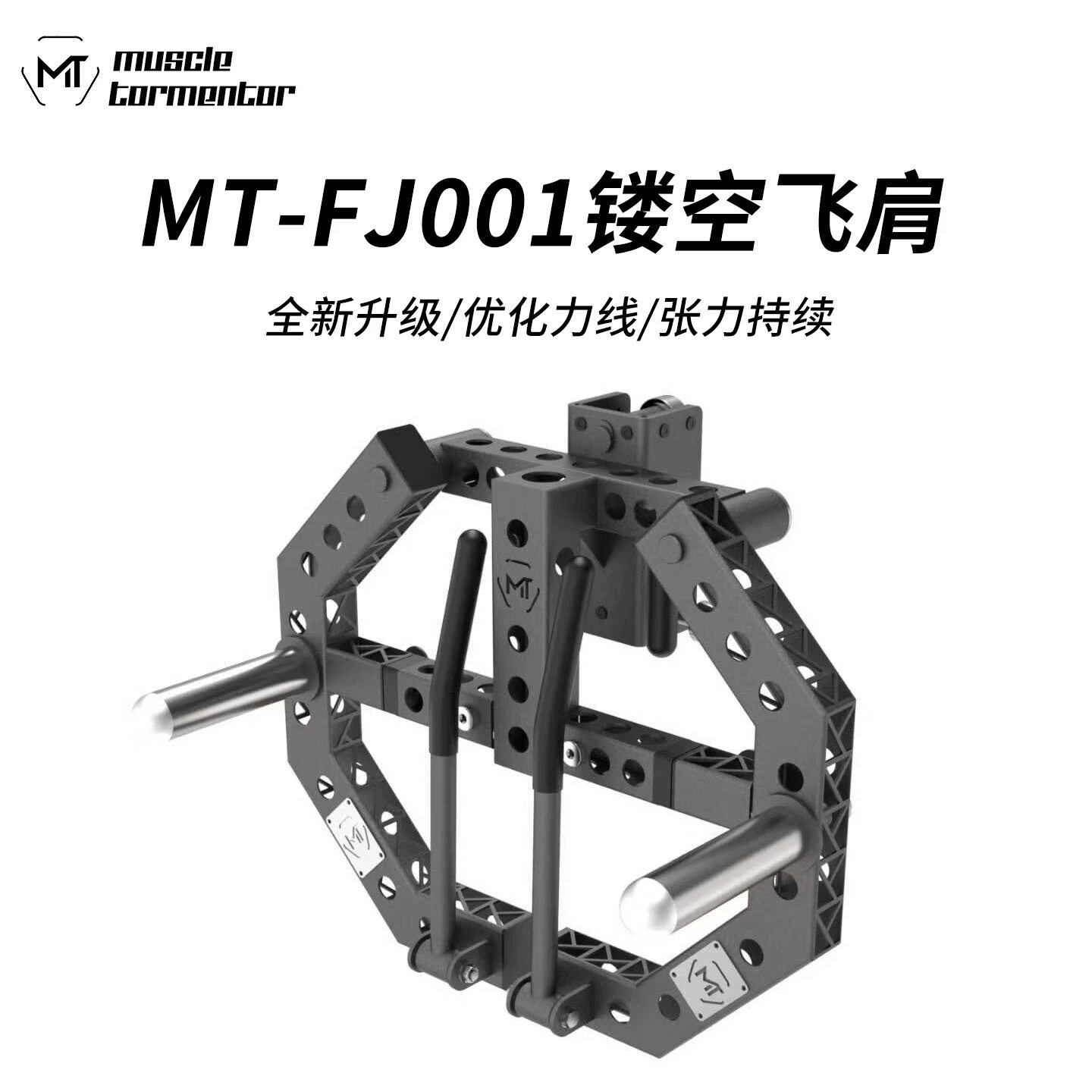 MT-FJ001镂空飞肩侧平举飞鸟器械 适配75方管26孔径立柱深蹲架图片