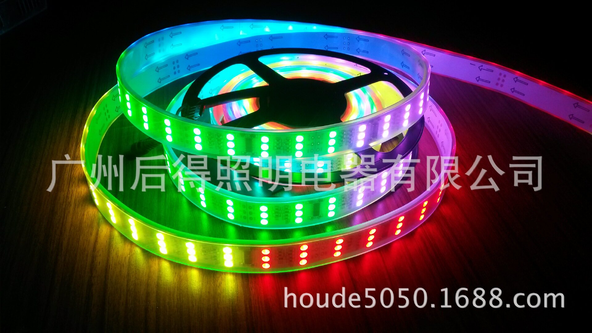 三排RGB144珠/米12V1912IC5050套管LED及双排120灯灯带KTV高亮度
