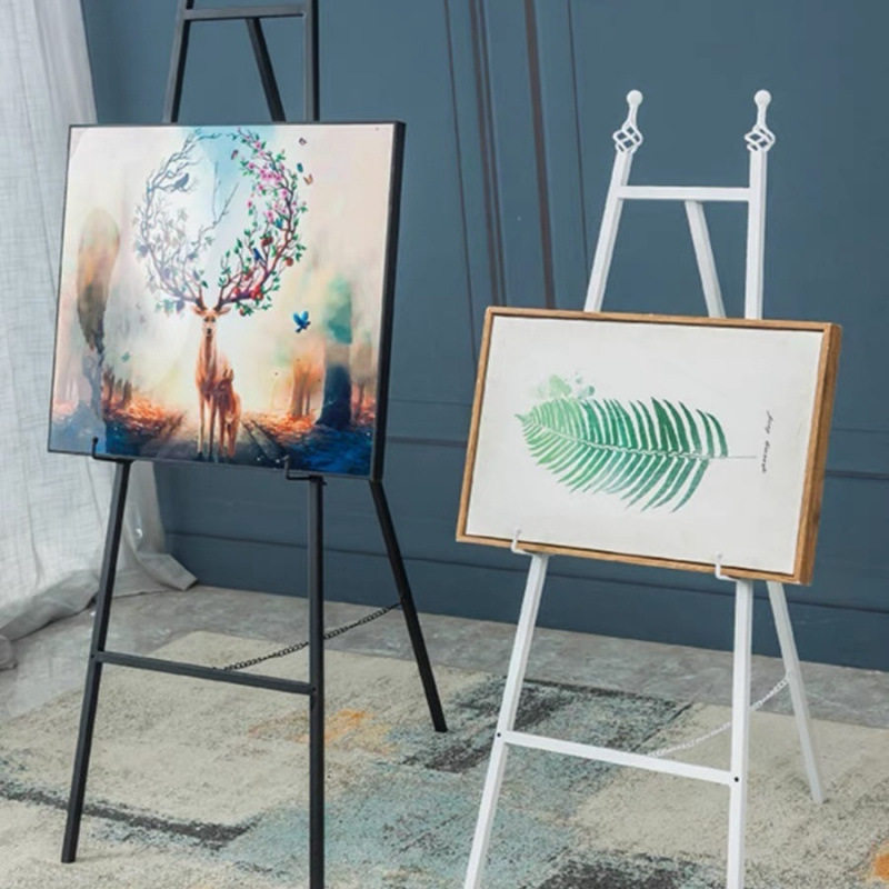 北欧铁艺画架极简婚礼婚庆迎宾画架照片展示架相框托架油画广告架