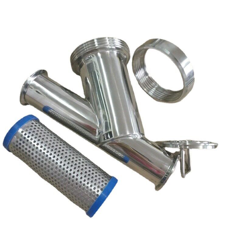 不锈钢y型快装过滤器 304卫生级管道过滤器 斜插过滤网加工定制