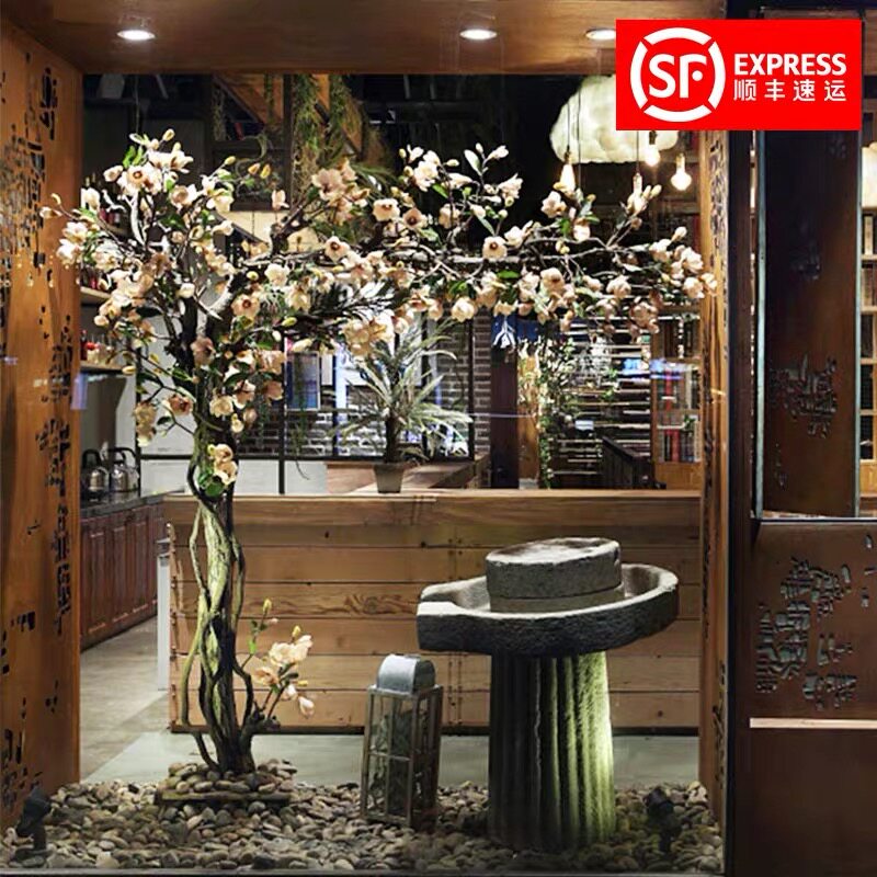 仿真玉兰花树仿真植物假树大型落地花艺橱窗装饰假花室内客厅摆设