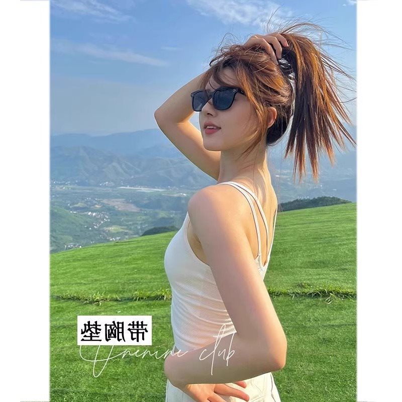 章若楠同款白色吊带夏季带胸垫一体美背文胸上衣美式辣妹外穿背心