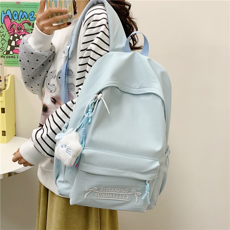 韩版简约双肩包女学生初中生高中生大学生书包大容量轻便背包新款