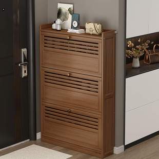 鞋架小窄门口简易斜放翻斗式省空间小户型门后超窄超薄款楠竹鞋柜