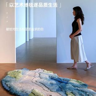 只此青绿 陌希手工 地毯高级品位别墅客厅羊毛青绿色卧室轻奢地毯