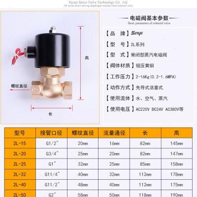 2L蒸汽电磁阀气阀 高温200度高压16KG 4分6分1寸1.2寸AC220VDC24V