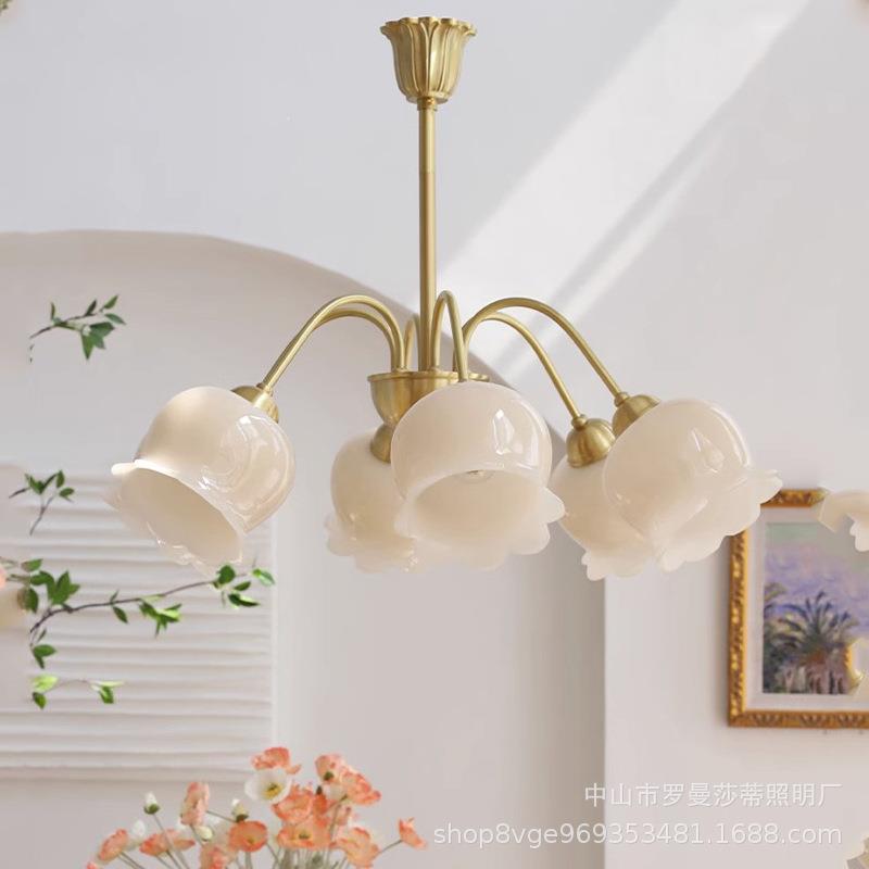 法式复古卧室吊灯美式铁艺简约现代奶油风铃兰衣帽间客厅餐厅灯具