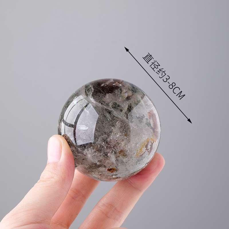 天然绿幽灵水晶球摆件 水晶原石打磨居家办公球摆件发 厂家