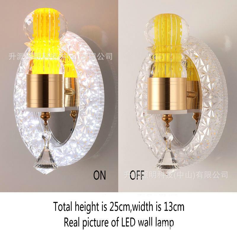 跨境室内壁灯 LED房间卧室夜灯 椭圆形全光谱亚克力水晶装饰墙灯