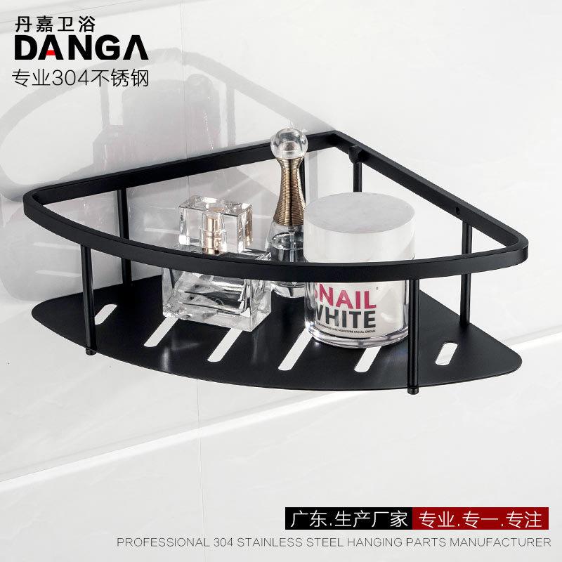 黑色置物架三角板篮304不锈钢加厚转角架浴室卫生间板篮厂家直售