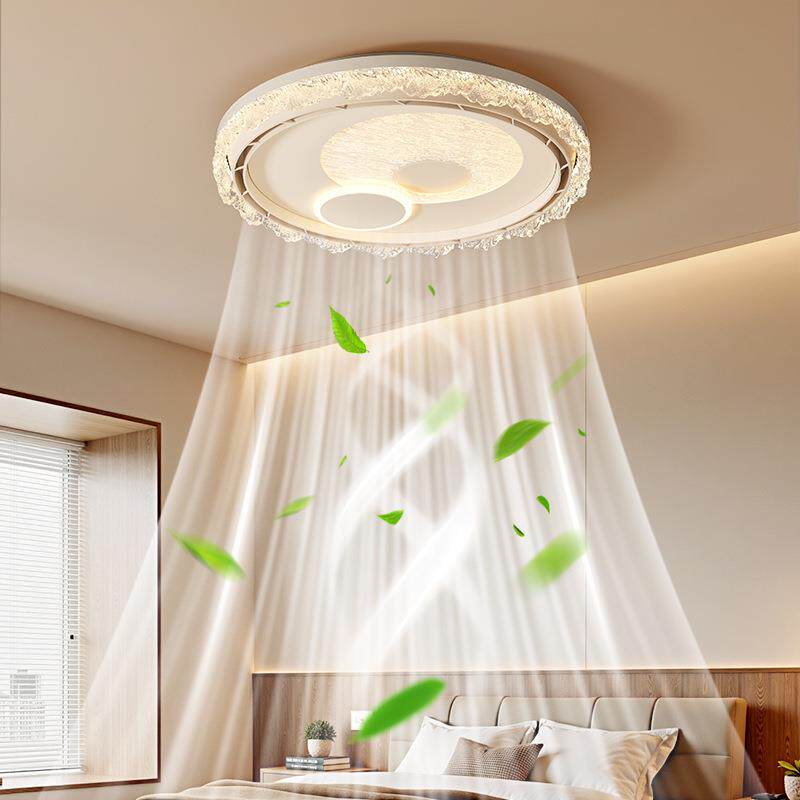 风扇灯跨境2025新款卧室时尚极简网红智能语音清爽变光无叶风扇灯