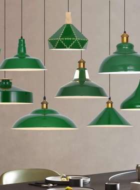 港式loft复古工业风吊灯餐厅饭店火锅店邮政墨绿色店铺商用灯具