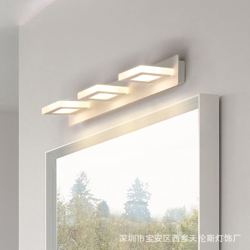 镜前灯北欧卫生间正方形旋转led亚克力led浴室柜灯化妆灯可调光