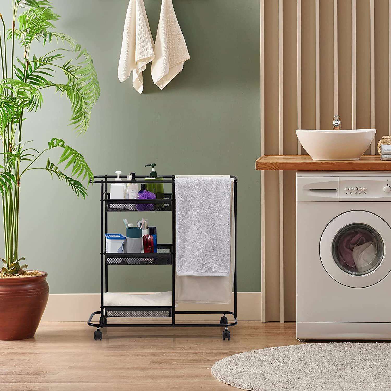 家用阳台浴室收纳推车置物架落地多层带轮可移动收纳整理架直销