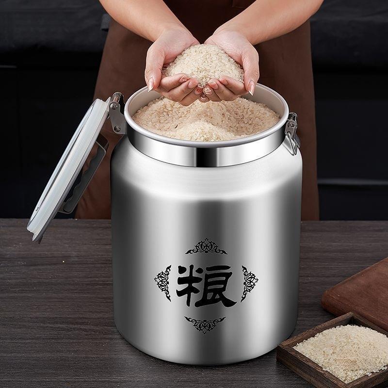 米桶特厚不锈钢非密封桶防虫防潮米缸家用储米桶汤桶面粉桶跨