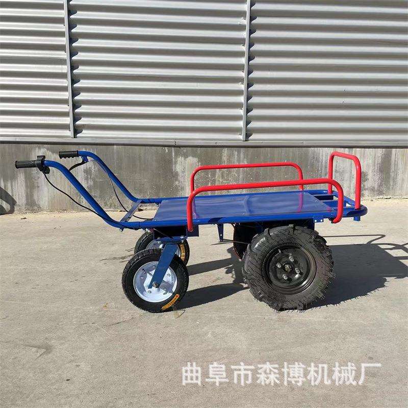 物流园厂房拉货运输电动手推车四轮小型手推平板车家用爬坡搬运车