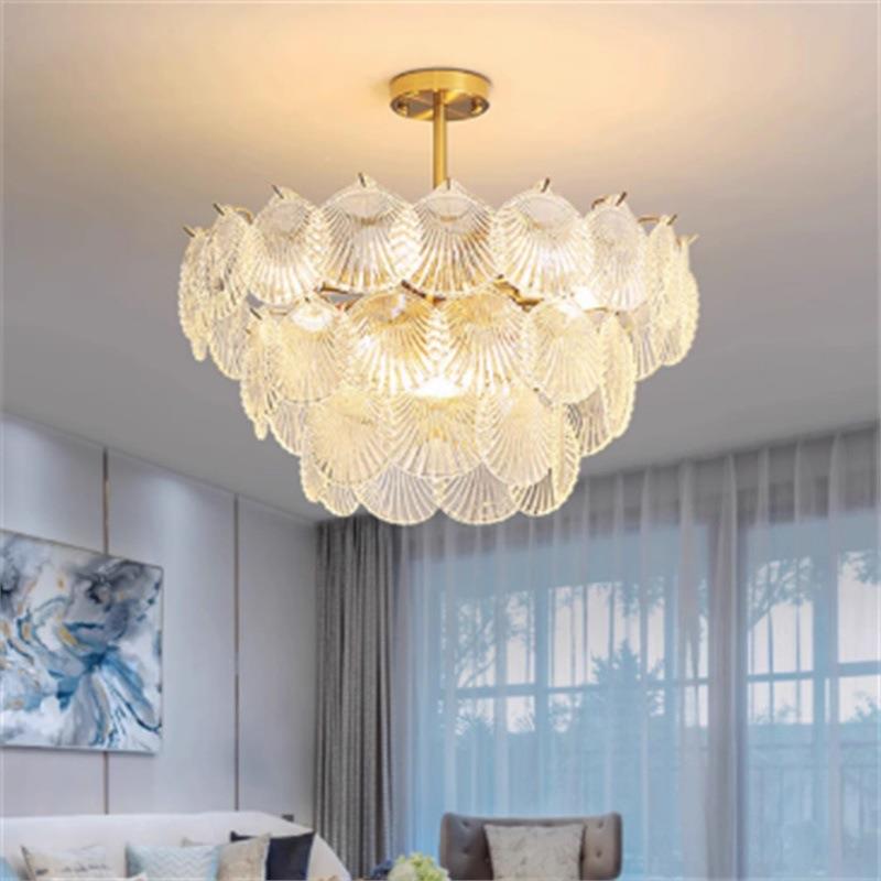 法式轻奢客厅吊灯主卧后现代简约水晶灯网红创意贝壳餐厅卧室灯具