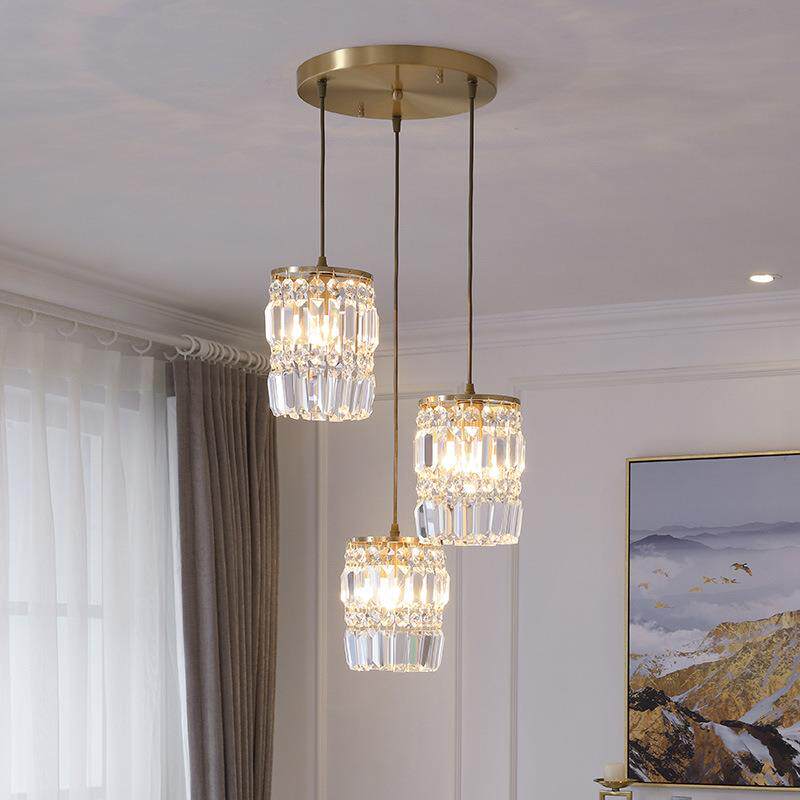 北欧餐厅吊灯三头轻奢水晶现代简约创意美式餐桌吧台灯具