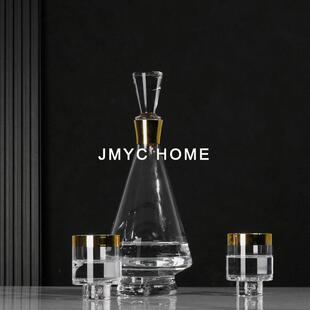 高级轻奢玻璃酒具软装饰品样板间酒店玄关吧台酒柜红酒醒酒器摆件