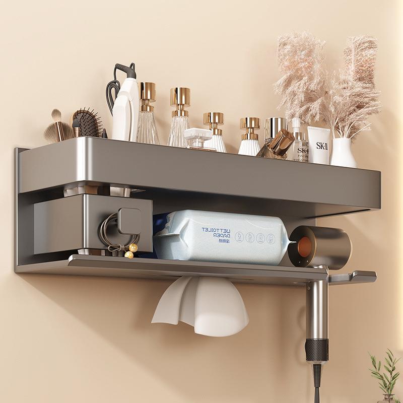 吹风机置物架免打孔卫生间壁挂电吹风支架浴室洗漱台风筒收纳挂架