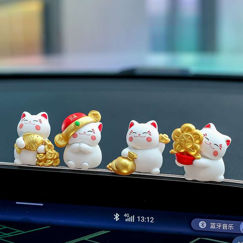 迷你可爱小猫汽车中控台屏幕装饰品卡通招财猫车载摆件网红车饰品