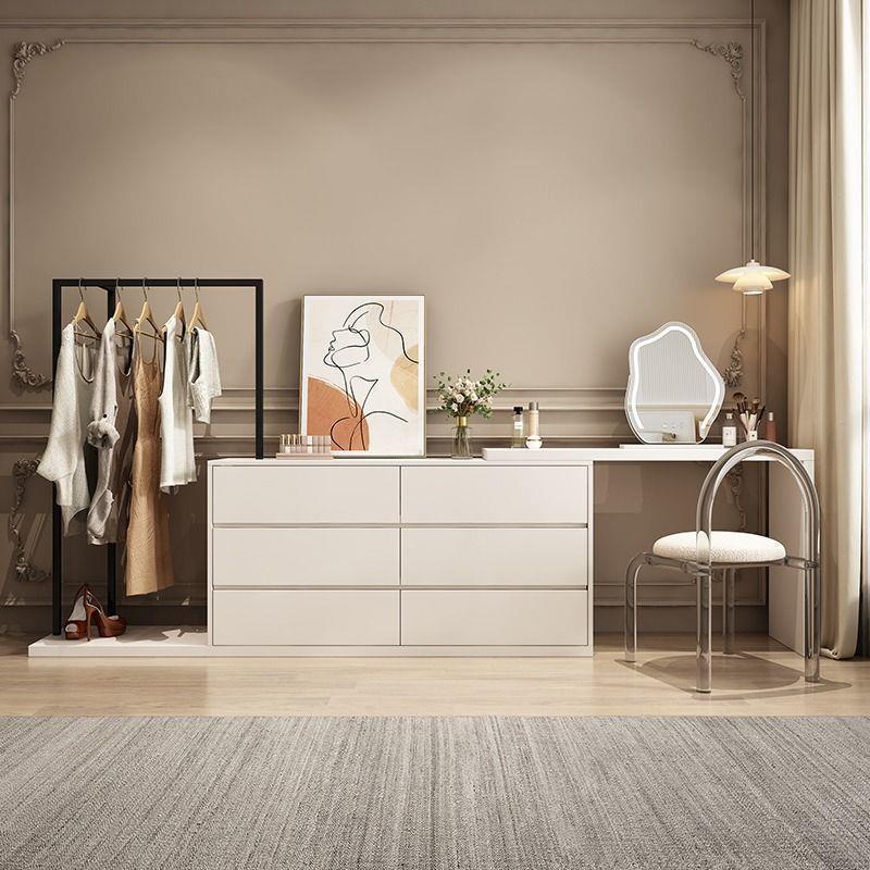 实木梳妆台化妆台斗柜一体带衣帽架现代简约储物柜多功能转角书桌