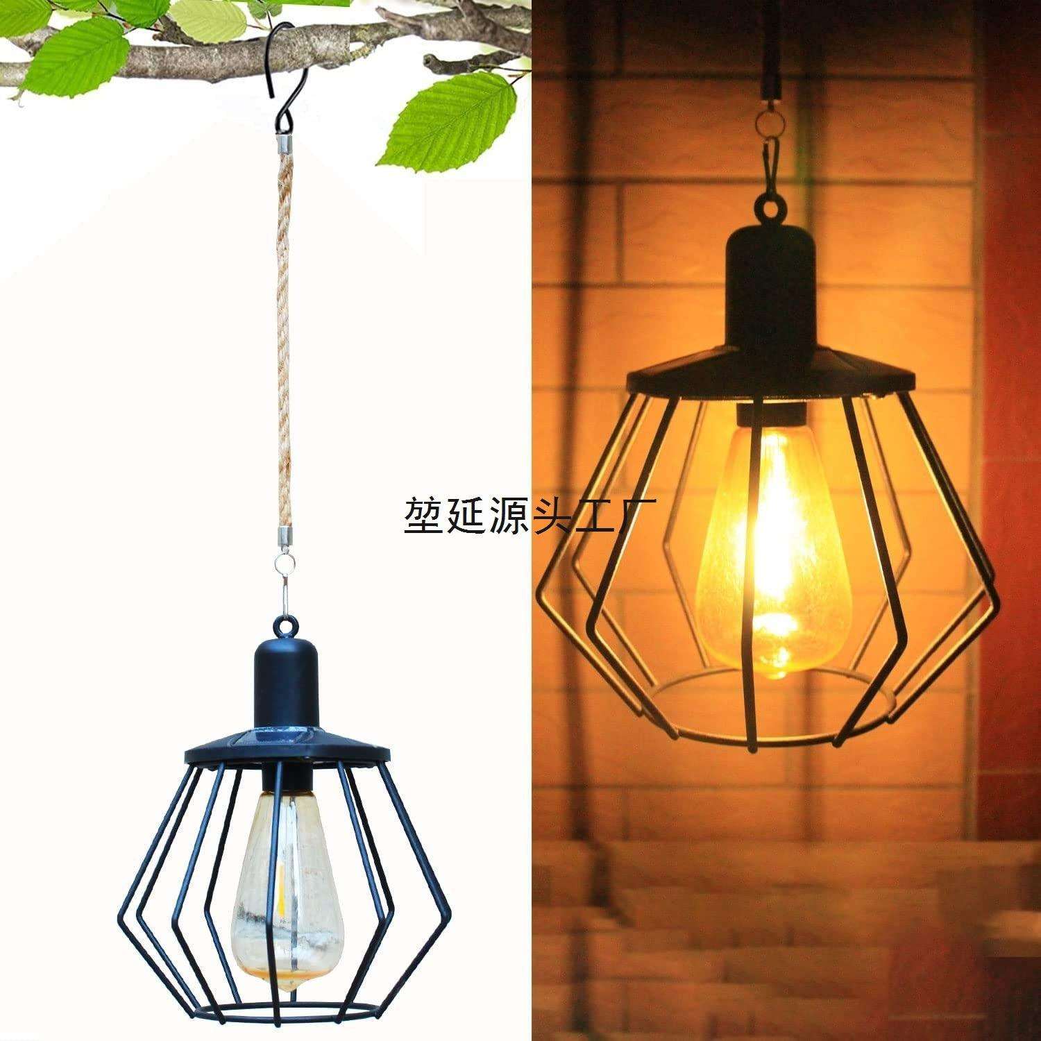 太阳能庭院复古挂灯吊灯户外阳台花园装饰网红铁艺灯笼灯其他