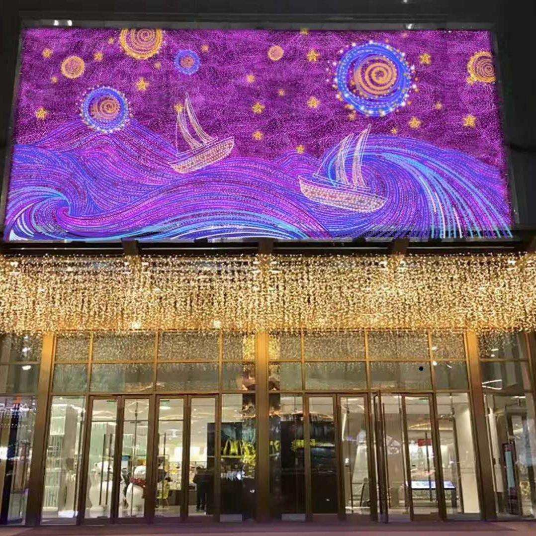 商场酒店主题灯饰画创意墙体灯光亮化开业灯光美陈制作设计安装