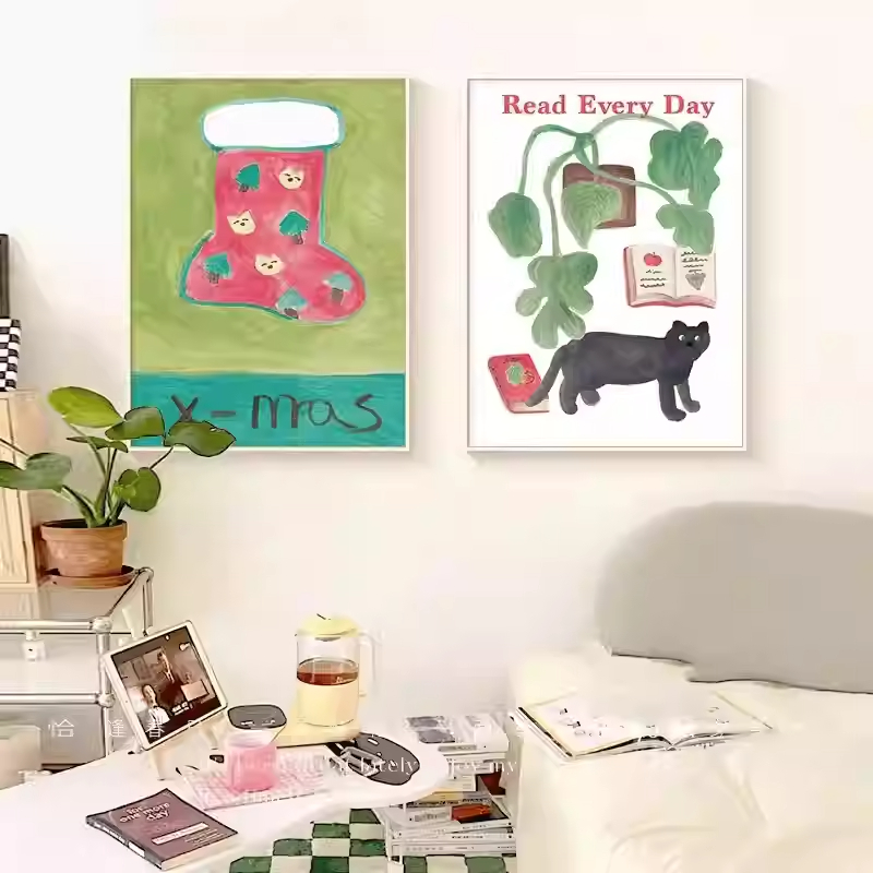 治愈系北欧风花卉装饰画创意客厅餐厅挂画小众文艺卧室桌面摆画图片