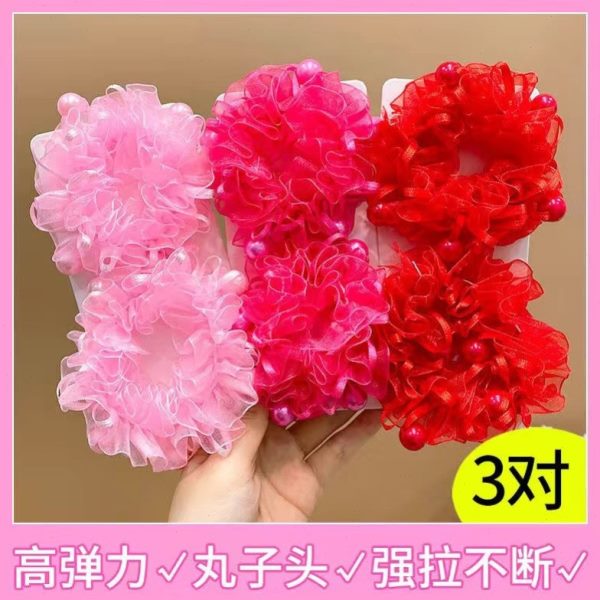 头花盘发小女孩新款头绳花朵舞台头饰演出扎头发橡皮筋表发圈儿童