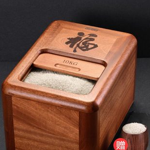 米桶斤式 防潮防虫面家用抽拉米箱装 米缸储存容20实木米器高档密封