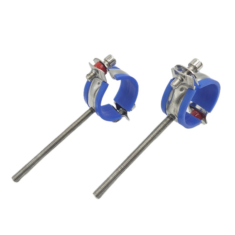 304丝杆管支架外螺杆管夹PVC管子夹水暖托架带胶皮防Q静电19 25 3