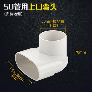 75管50PVC管地漏移位器配件阳台卫生间地漏下水扁管移位弯头三通