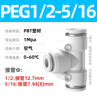 英制气管快速接头变径快插5/32公转英5/16直通1/2三通3/8气动1/4