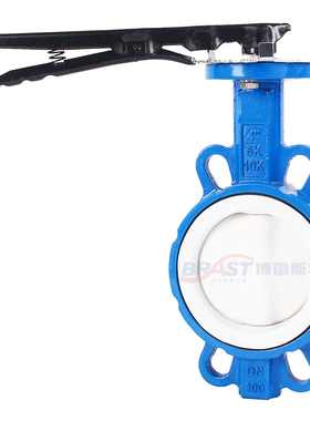 S手柄全衬四氟对夹蝶阀D71F-10/16Q球墨体MPTFE衬四氟阀板耐强酸