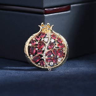 輕奢高級(jí)感冬季 新款 外套配飾胸花創(chuàng)意設(shè)計(jì)感紅色鋯石鑲嵌石榴胸針