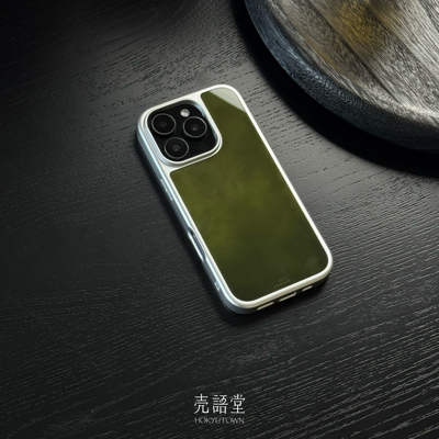 「莺羽松茶」壳语堂新中式适用苹果iphone17Promax手机壳17pro/16Pro/15pro防滑玻璃高级感小众银边手机壳