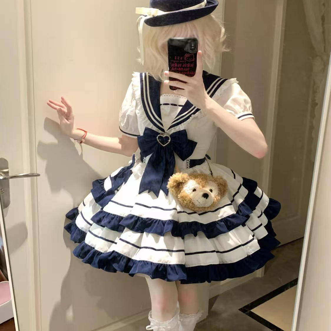 学院风夏日海军风lolita连衣裙蛋糕裙子洛丽塔公主裙打歌服水手服
