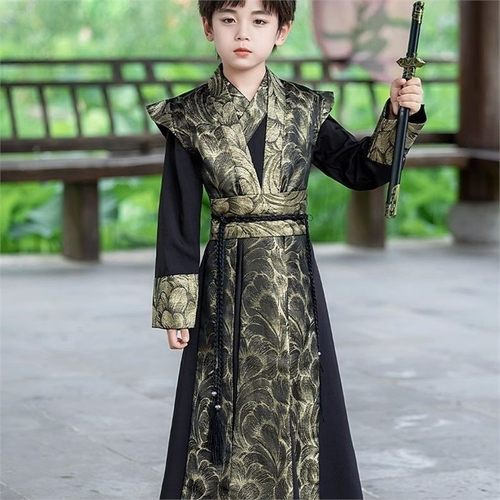 汉服男童春秋款汉服飞鱼服古风儿童中国古装男孩唐装帅气演出服