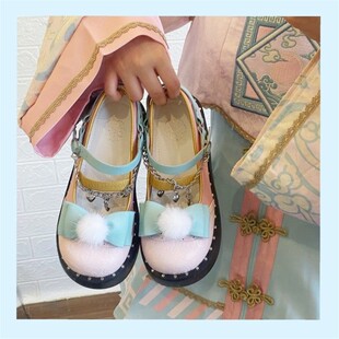 Lolita原创小僵尸汉元素缘心结厚底鞋圆头lo鞋落花惊梦清仓